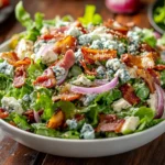 blue cheese salad with creamy dressing and toppings